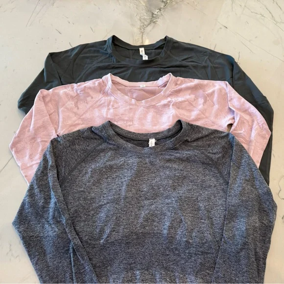 Set of Three Long Sleeve Shirts - Gray, Pink, Green - Picture 2 of 3